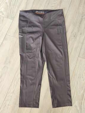 Grundens Women's Large Athletic Leggings Side Pocket Cropped Gray